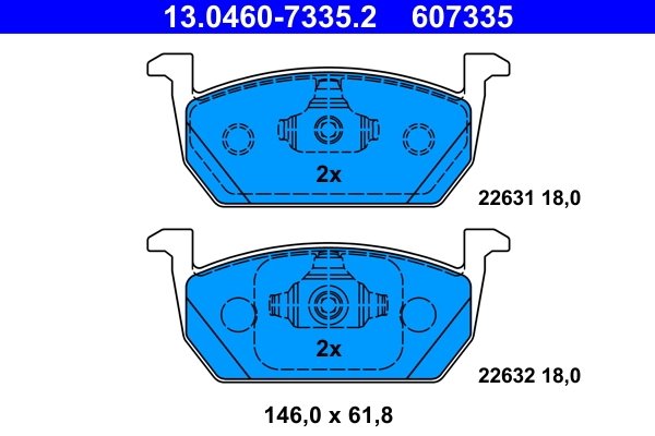SET PLACUTE FRANA ATE 13.0460-7335.2 - Compatibil cu AUDI, SEAT, SKODA, VW