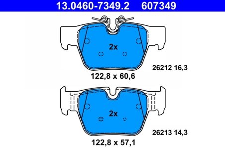 SET PLACUTE FRANA ATE 13.0460-7349.2 - Compatibil cu BMW, MINI