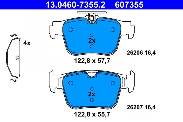 SET PLACUTE FRANA ATE 13.0460-7355.2 - Compatibil cu AUDI, CUPRA, FORD, SEAT, SKODA, VW