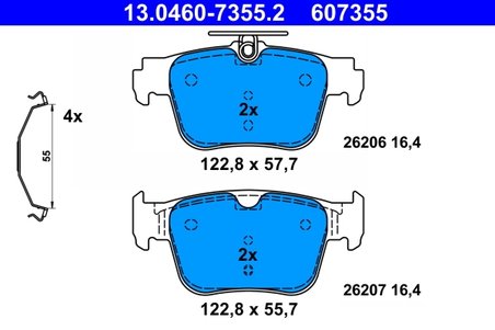 SET PLACUTE FRANA ATE 13.0460-7355.2 - Compatibil cu AUDI, CUPRA, FORD, SEAT, SKODA, VW
