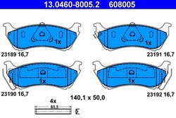 SET PLACUTE FRANA ATE 13.0460-8005.2 - Compatibil cu MERCEDES-BENZ