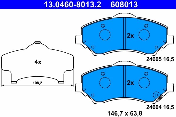 SET PLACUTE FRANA ATE 13.0460-8013.2 - Compatibil cu JEEP