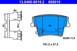 SET PLACUTE FRANA ATE 13.0460-8019.2 - Compatibil cu CHRYSLER, LANCIA