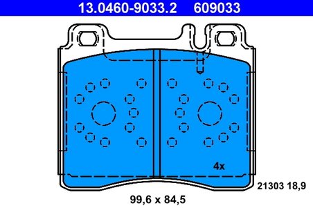 SET PLACUTE FRANA ATE 13.0460-9033.2 - Compatibil cu MERCEDES-BENZ
