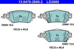 Set placute frana ATE 13.0470-2600.2