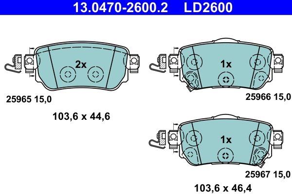 Set placute frana ATE 13.0470-2600.2