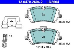 SET PLACUTE FRANA ATE 13.0470-2604.2 - Compatibil cu LAND ROVER