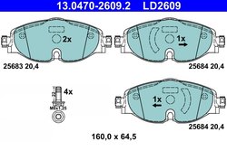 SET PLACUTE FRANA ATE 13.0470-2609.2 - Compatibil cu AUDI, FORD, SKODA, VW