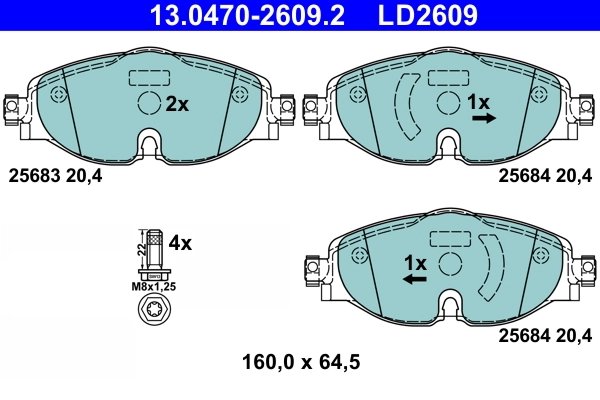 SET PLACUTE FRANA ATE 13.0470-2609.2 - Compatibil cu AUDI, FORD, SKODA, VW