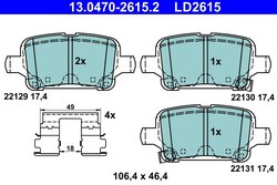 Set placute frana ATE 13.0470-2615.2