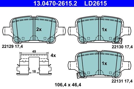 Set placute frana ATE 13.0470-2615.2