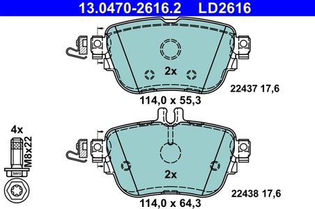 Set placute frana ATE 13.0470-2616.2