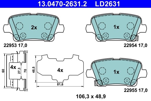 SET PLACUTE FRANA ATE 13.0470-2631.2 - Compatibil cu OPEL, VAUXHALL