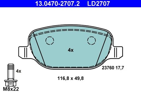 Set placute frana ATE 13.0470-2707.2