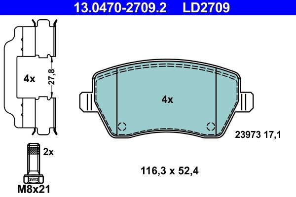 Set placute frana ATE 13.0470-2709.2