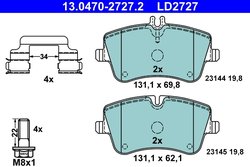 SET PLACUTE FRANA ATE 13.0470-2727.2 - Compatibil cu MERCEDES-BENZ