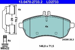 Set placute frana ATE 13.0470-2733.2