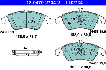 SET PLACUTE FRANA ATE 13.0470-2734.2 - Compatibil cu MERCEDES-BENZ