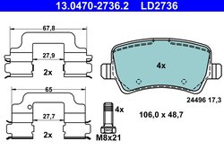SET PLACUTE FRANA ATE 13.0470-2736.2 - Compatibil cu VOLVO