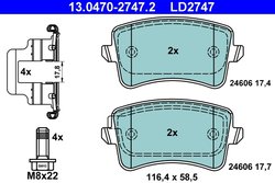 SET PLACUTE FRANA ATE 13.0470-2747.2 - Compatibil cu AUDI