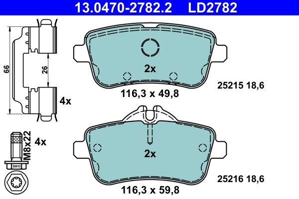 SET PLACUTE FRANA ATE 13.0470-2782.2 - Compatibil cu MERCEDES-BENZ