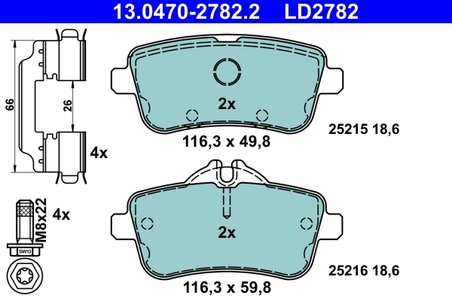 SET PLACUTE FRANA ATE 13.0470-2782.2 - Compatibil cu MERCEDES-BENZ