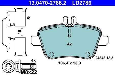 SET PLACUTE FRANA ATE 13.0470-2786.2 - Compatibil cu MERCEDES-BENZ