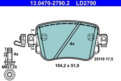 SET PLACUTE FRANA ATE 13.0470-2790.2 - Compatibil cu AUDI, SEAT, SKODA, VW