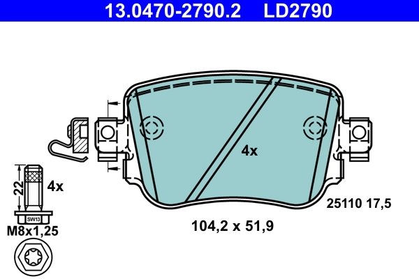 Set placute frana ATE 13.0470-2790.2