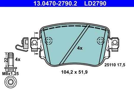 Set placute frana ATE 13.0470-2790.2
