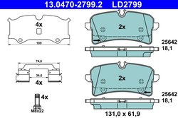 SET PLACUTE FRANA ATE 13.0470-2799.2 - Compatibil cu PORSCHE