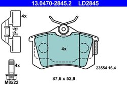 SET PLACUTE FRANA ATE 13.0470-2845.2 - Compatibil cu RENAULT