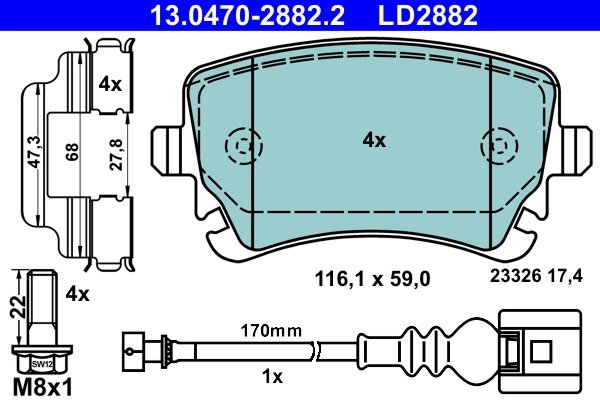 Set placute frana ATE 13.0470-2882.2