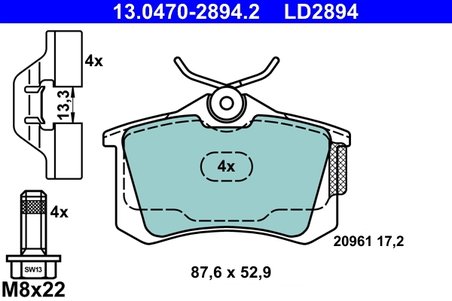 SET PLACUTE FRANA ATE 13.0470-2894.2 - Compatibil cu AUDI, SEAT, SKODA, VW
