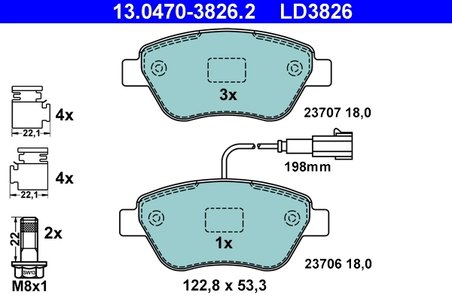 SET PLACUTE FRANA ATE 13.0470-3826.2 - Compatibil cu ALFA ROMEO, FIAT