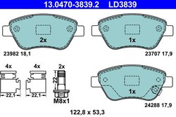 SET PLACUTE FRANA ATE 13.0470-3839.2 - Compatibil cu OPEL, VAUXHALL