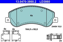 Set placute frana ATE 13.0470-3860.2