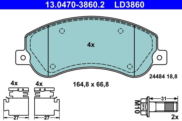 Set placute frana ATE 13.0470-3860.2