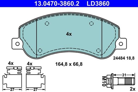 Set placute frana ATE 13.0470-3860.2