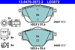 SET PLACUTE FRANA ATE 13.0470-3872.2 - Compatibil cu CITROEN, DS, OPEL, PEUGEOT, VAUXHALL