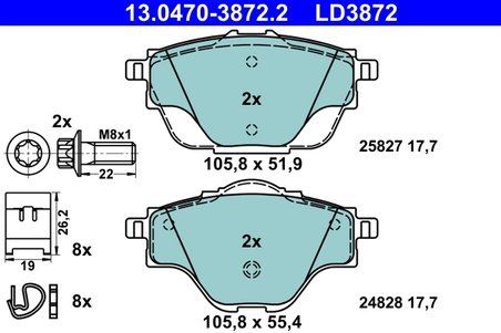 Set placute frana ATE 13.0470-3872.2