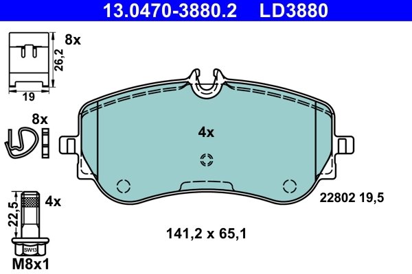 SET PLACUTE FRANA ATE 13.0470-3880.2 - Compatibil cu VW