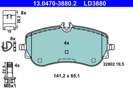 SET PLACUTE FRANA ATE 13.0470-3880.2 - Compatibil cu VW