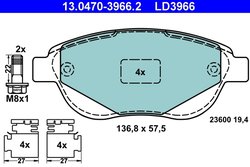 Set placute frana ATE 13.0470-3966.2