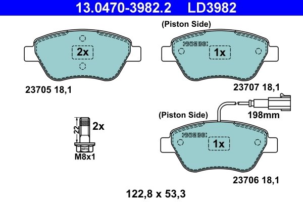Set placute frana ATE 13.0470-3982.2