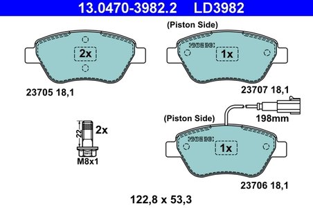 Set placute frana ATE 13.0470-3982.2