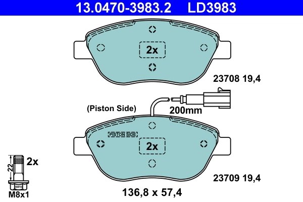 Set placute frana ATE 13.0470-3983.2