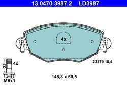 SET PLACUTE FRANA ATE 13.0470-3987.2 - Compatibil cu FORD, JAGUAR