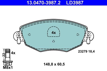 Set placute frana ATE 13.0470-3987.2