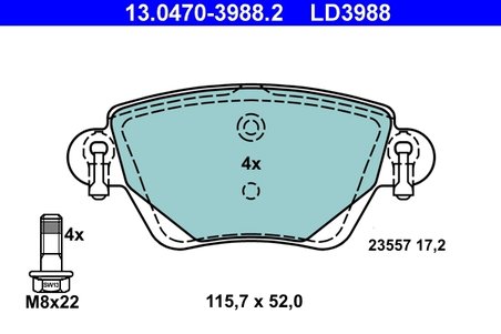 SET PLACUTE FRANA ATE 13.0470-3988.2 - Compatibil cu FORD, JAGUAR, RENAULT